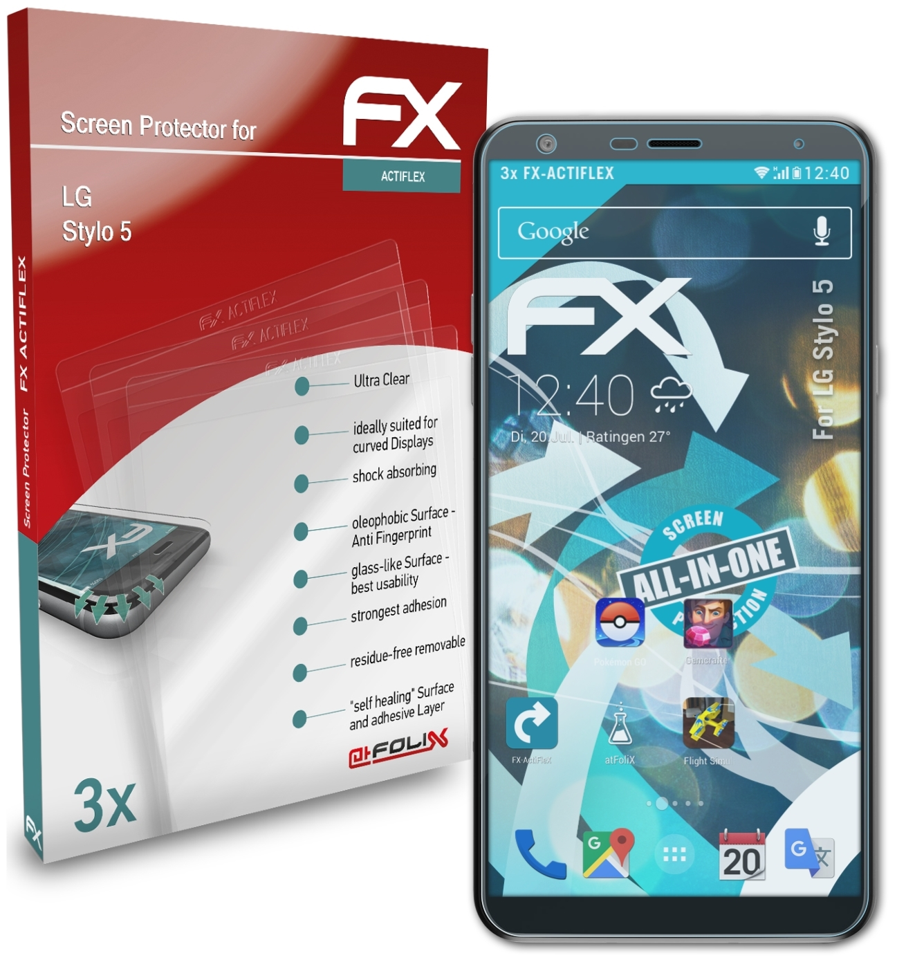 3x ATFOLIX Displayschutz(für 5) FX-ActiFleX LG Stylo