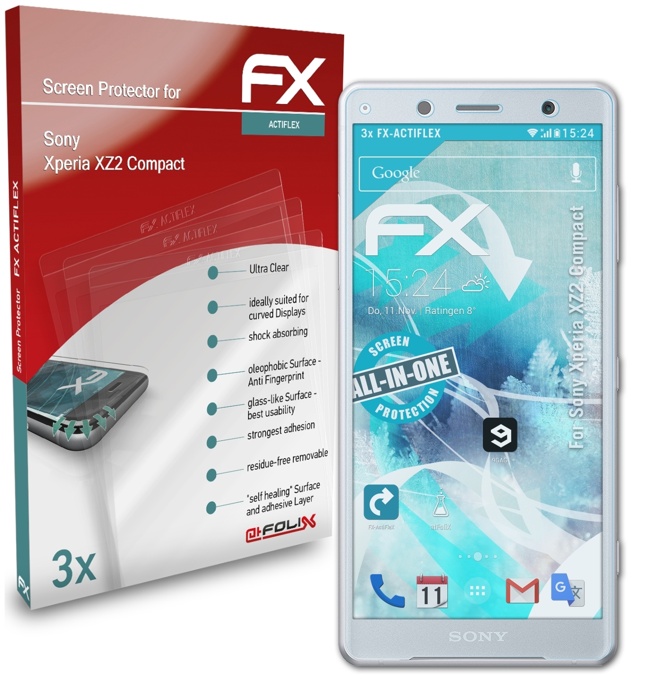 Sony Xperia 3x Displayschutz(für XZ2 ATFOLIX FX-ActiFleX Compact)