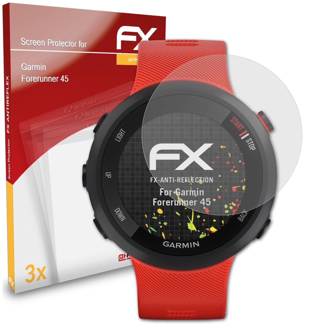 ATFOLIX 3x FX-Antireflex Displayschutz(für Garmin Forerunner 45)