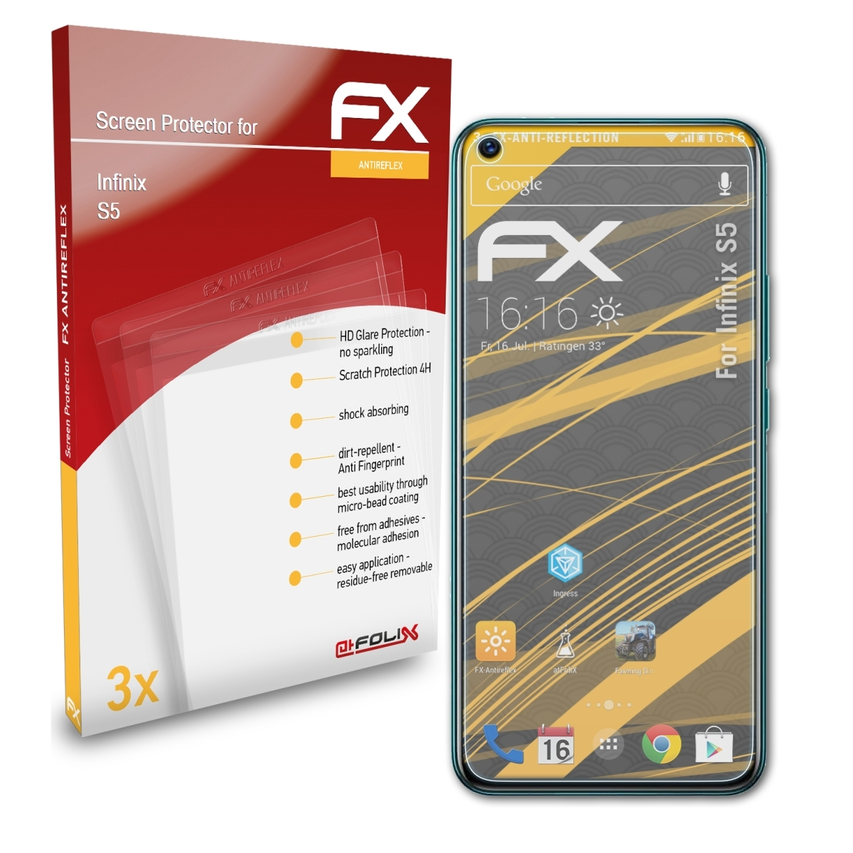 ATFOLIX 3x FX-Antireflex Displayschutz(für S5) Infinix
