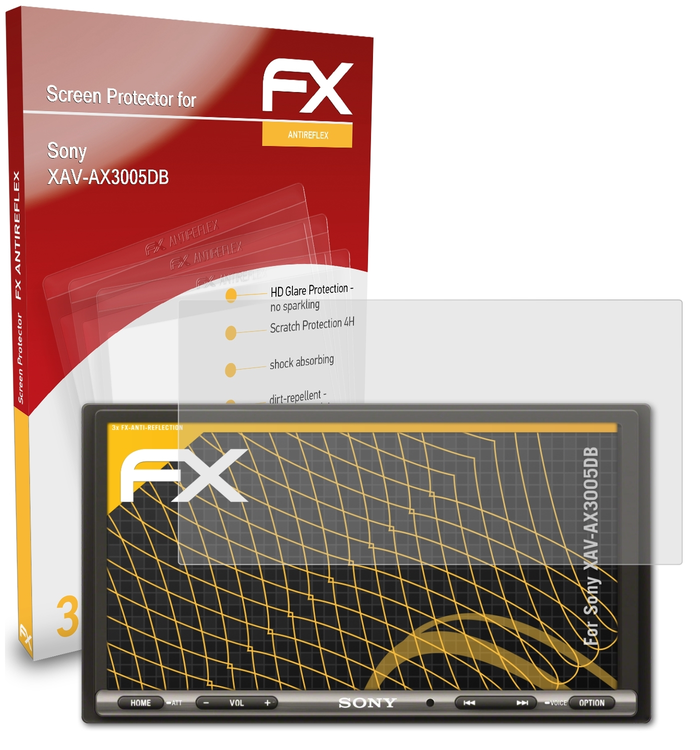 Displayschutz(für Sony 3x XAV-AX3005DB) FX-Antireflex ATFOLIX