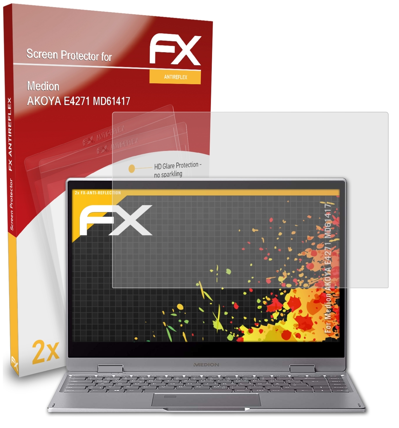 ATFOLIX 2x E4271 FX-Antireflex Medion Displayschutz(für AKOYA (MD61417))