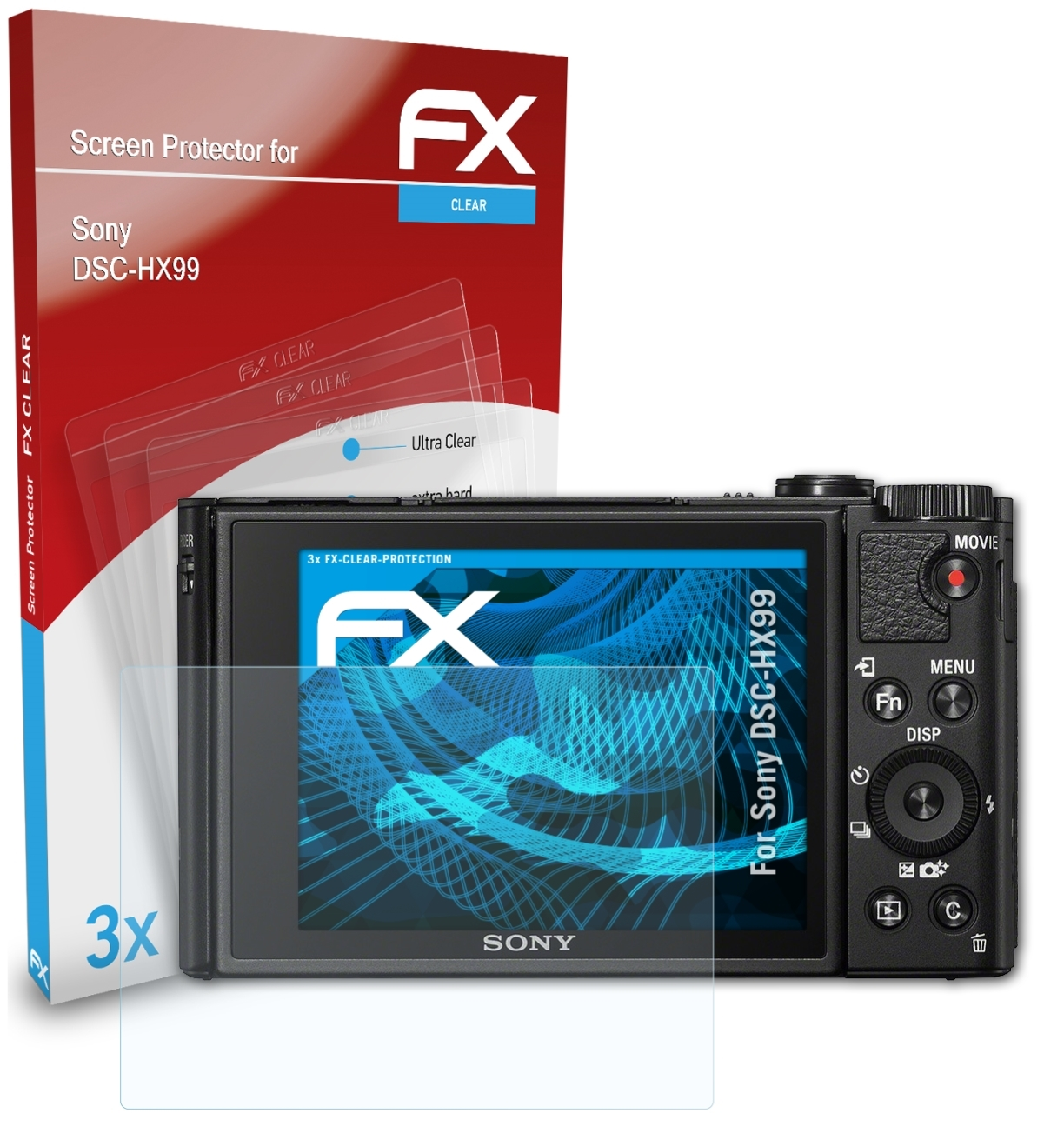 Displayschutz(für Sony FX-Clear DSC-HX99) 3x ATFOLIX