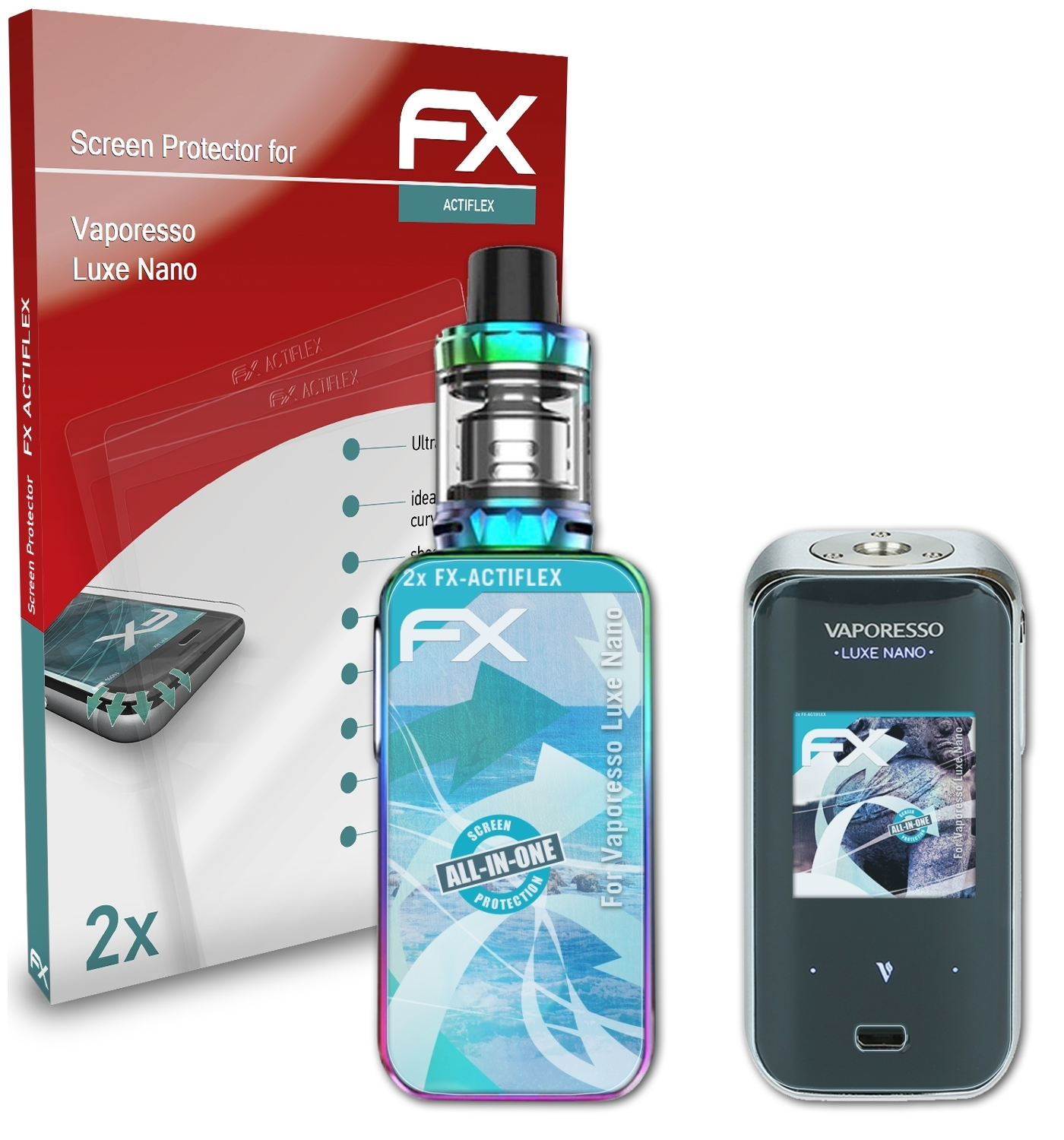 ATFOLIX 2x FX-ActiFleX Displayschutz(für Vaporesso Nano) Luxe