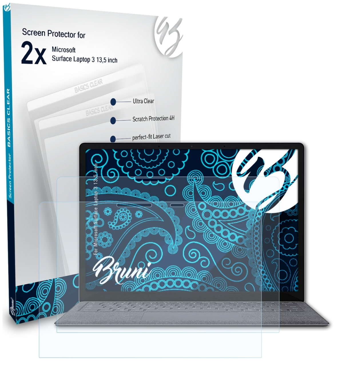 BRUNI 2x Schutzfolie(für (13,5 Basics-Clear 3 Microsoft inch)) Surface Laptop