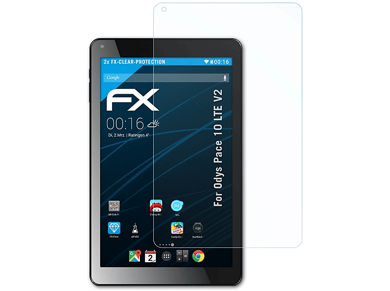 ATFOLIX 2x FX-Clear Displayschutz(für Odys Pace 10 LTE (V2))