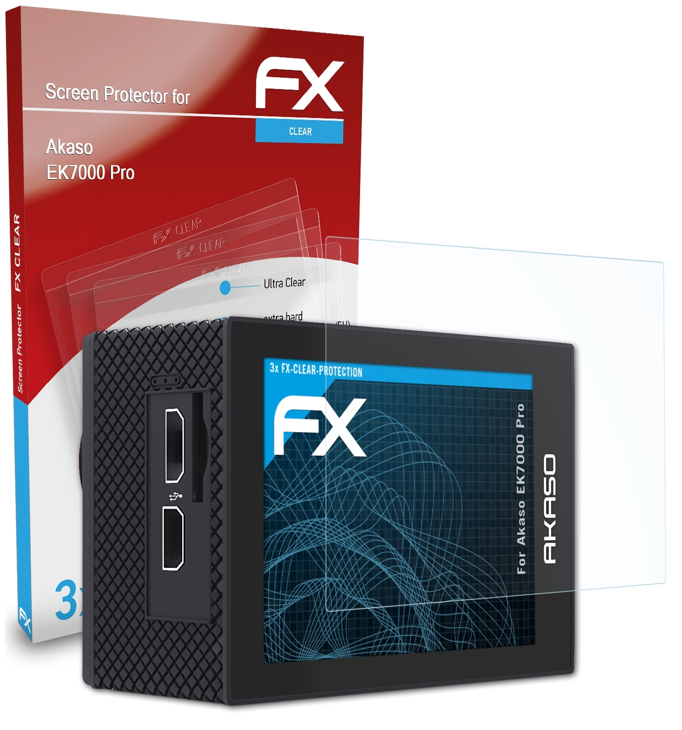 ATFOLIX FX-Clear Akaso 3x Displayschutz(für Pro) EK7000