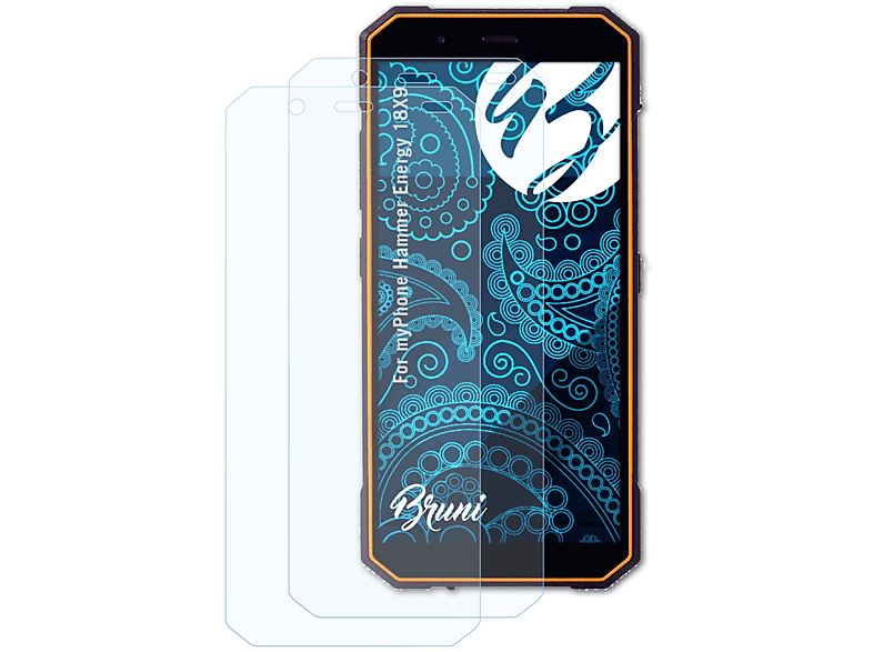 BRUNI 2x Basics-Clear Schutzfolie(für myPhone Hammer Energy 18X9) | Displayschutzfolien & Gläser
