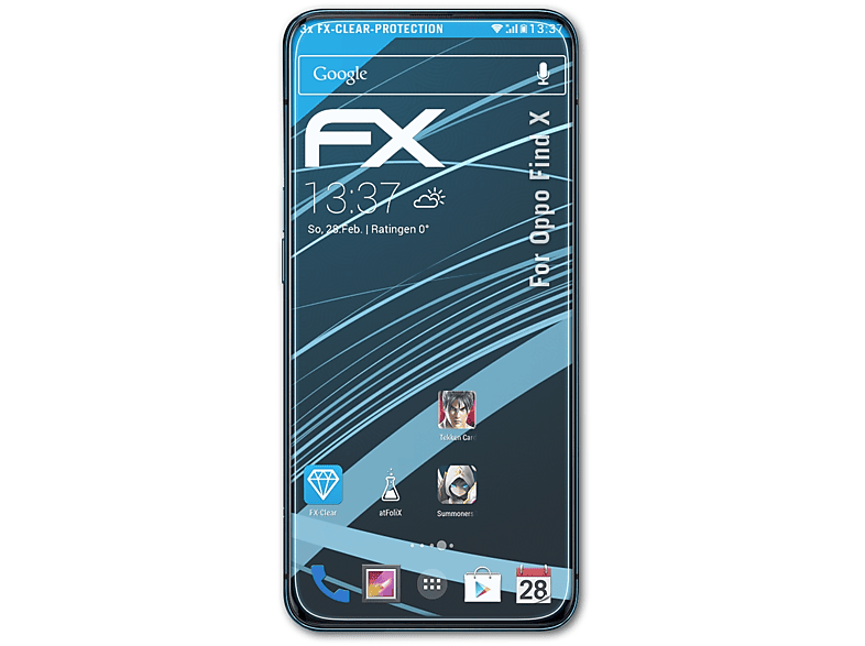 ATFOLIX 3x FX-Clear Displayschutz(für Oppo Find X) | Displayschutzfolien & Gläser