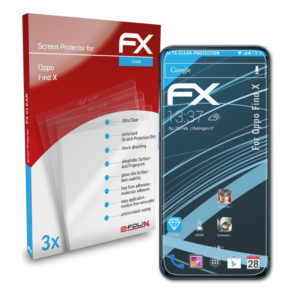 FX-Clear Displayschutz(für 3x Oppo Find ATFOLIX X)