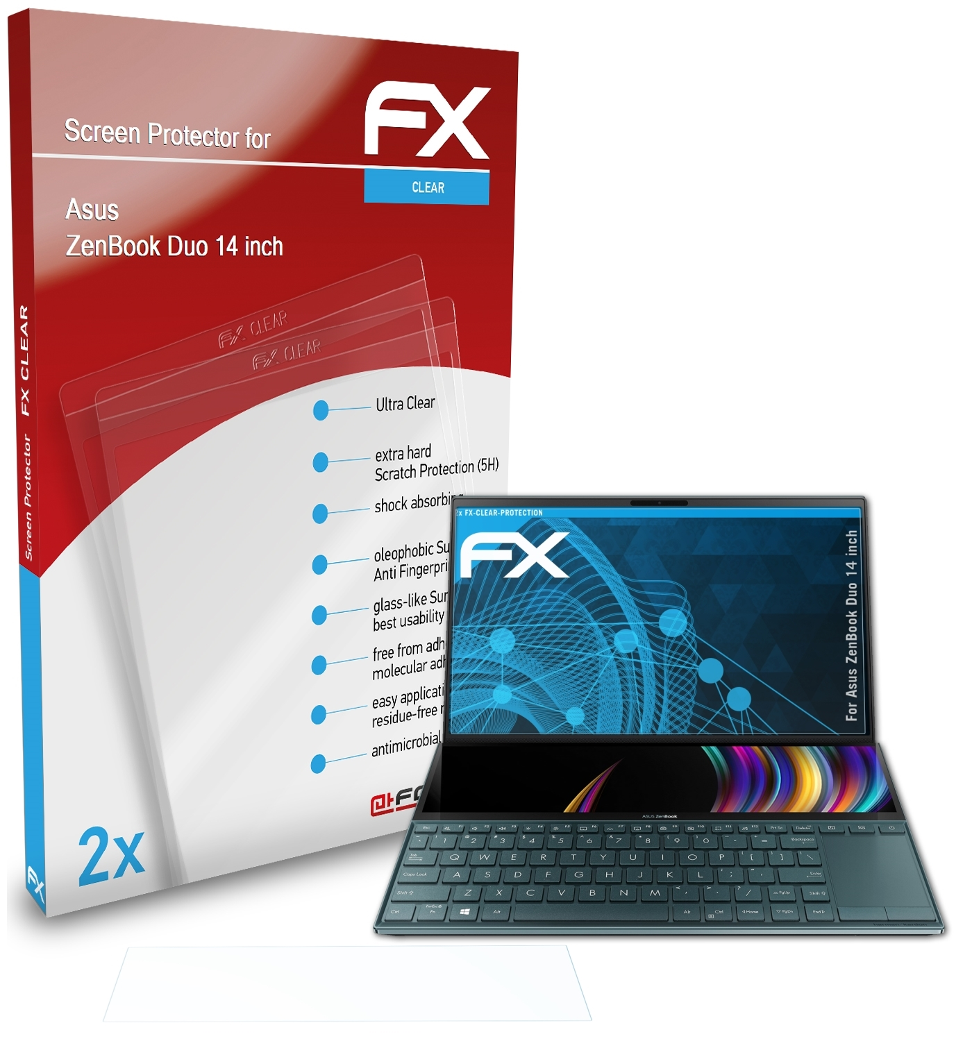 ATFOLIX Asus inch)) (14 2x FX-Clear Displayschutz(für ZenBook Duo