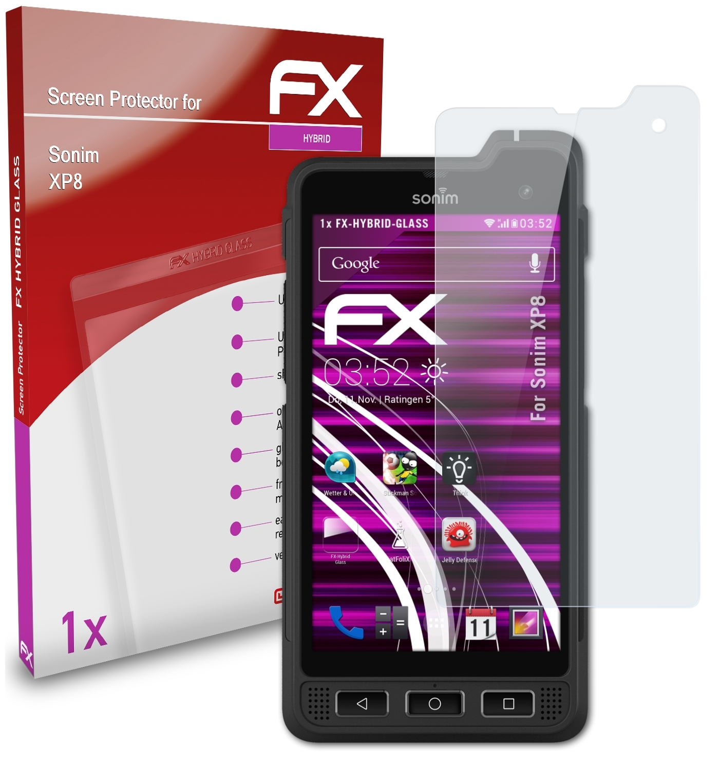 ATFOLIX FX-Hybrid-Glass Schutzglas(für XP8) Sonim