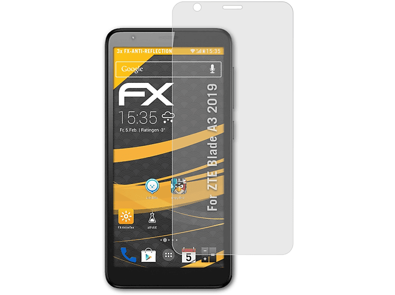 FX-Antireflex ZTE ATFOLIX Blade Displayschutz(für A3 2019) 3x