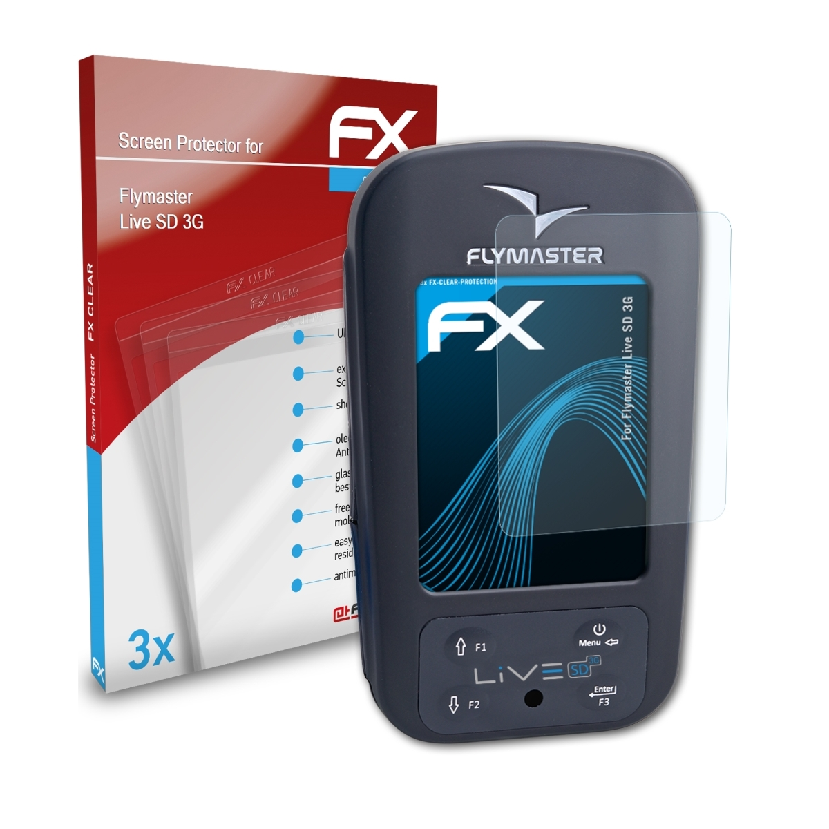 ATFOLIX 3x Live SD 3G) Displayschutz(für Flymaster FX-Clear