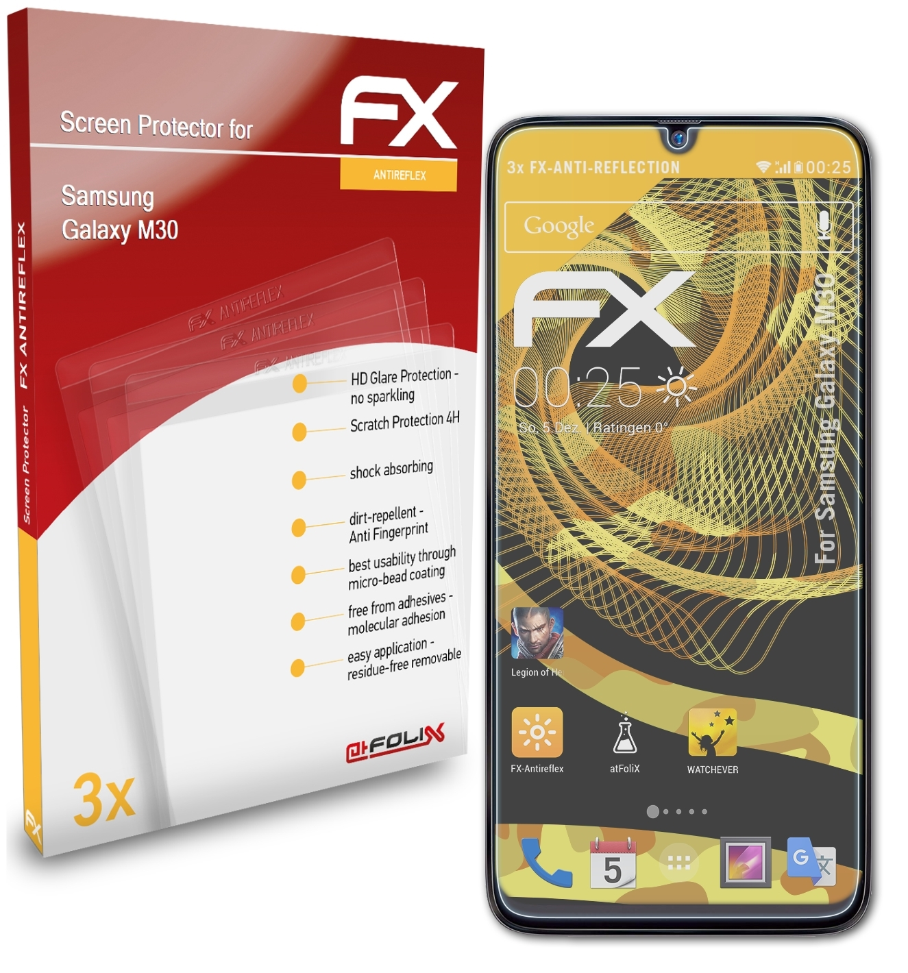 FX-Antireflex 3x Galaxy Displayschutz(für Samsung ATFOLIX M30)