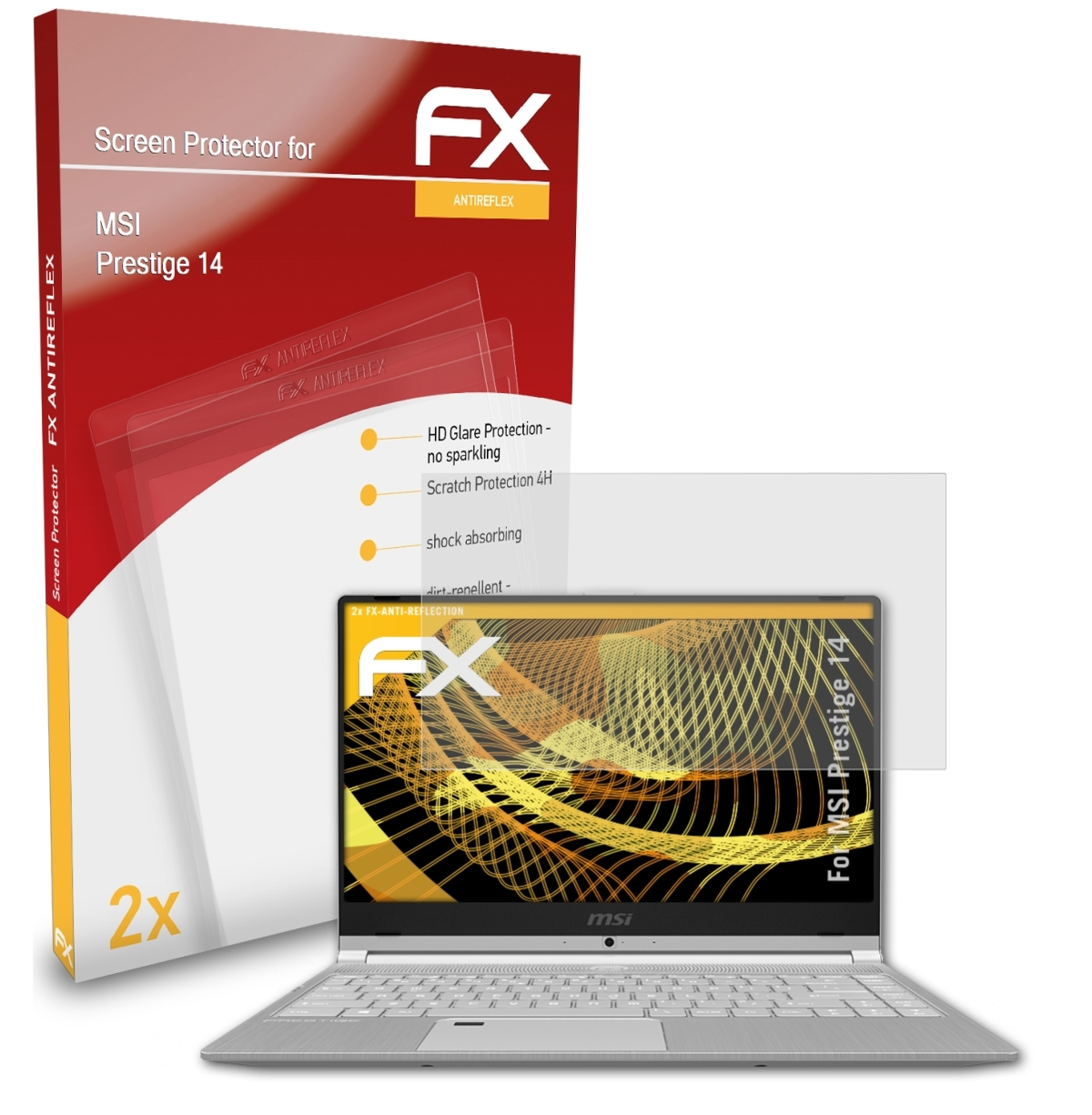 ATFOLIX 2x FX-Antireflex Displayschutz(für MSI Prestige 14)