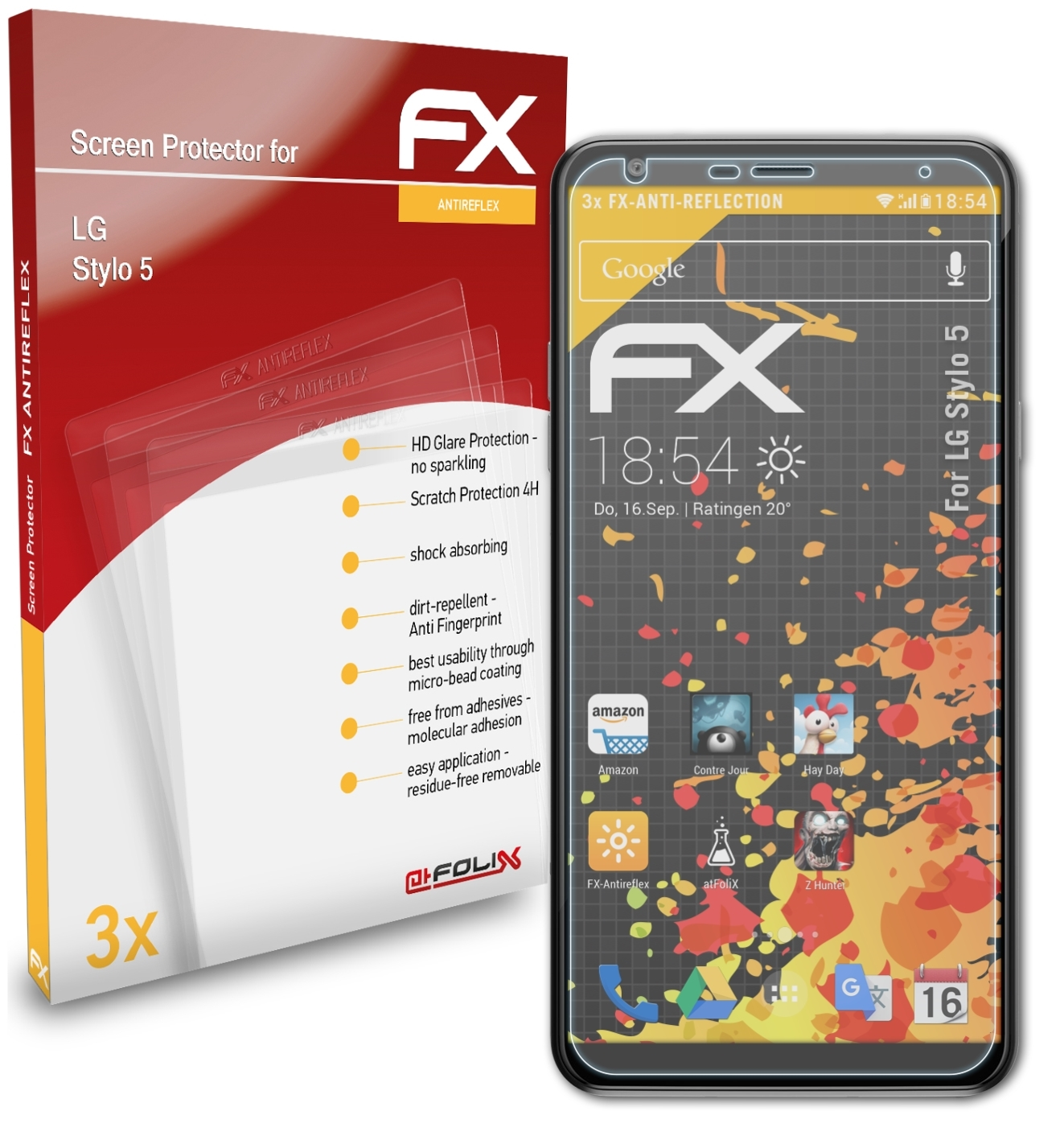 ATFOLIX 3x FX-Antireflex Displayschutz(für 5) LG Stylo