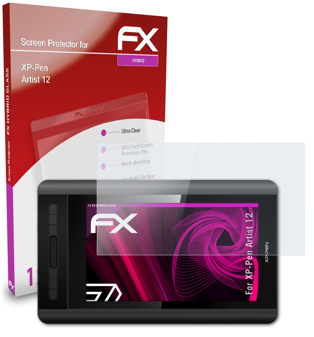 ATFOLIX FX-Hybrid-Glass Artist XP-PEN Schutzglas(für 12)