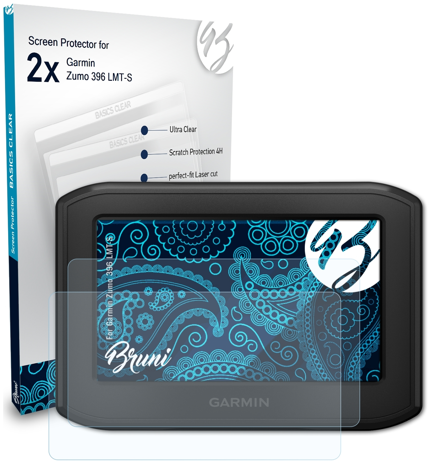 Zumo 396 Garmin Basics-Clear Schutzfolie(für LMT-S) BRUNI 2x