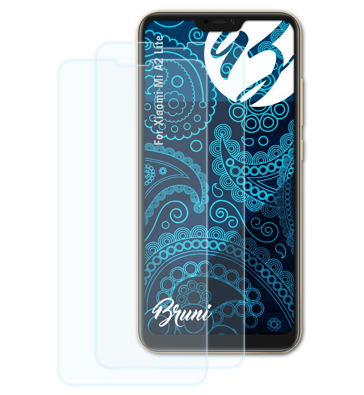 BRUNI 2x Basics-Clear Schutzfolie(für Xiaomi Lite) A2 Mi