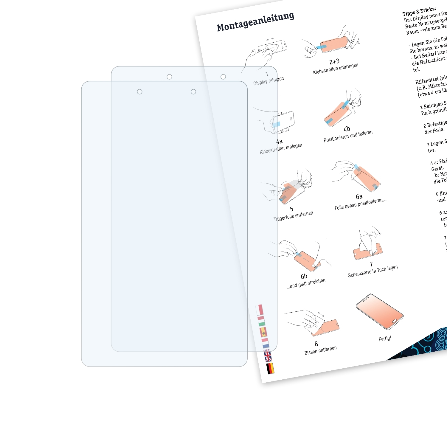 BRUNI 2x Basics-Clear (8.0 inch)) Samsung Schutzfolie(für (2019) Galaxy Tab A