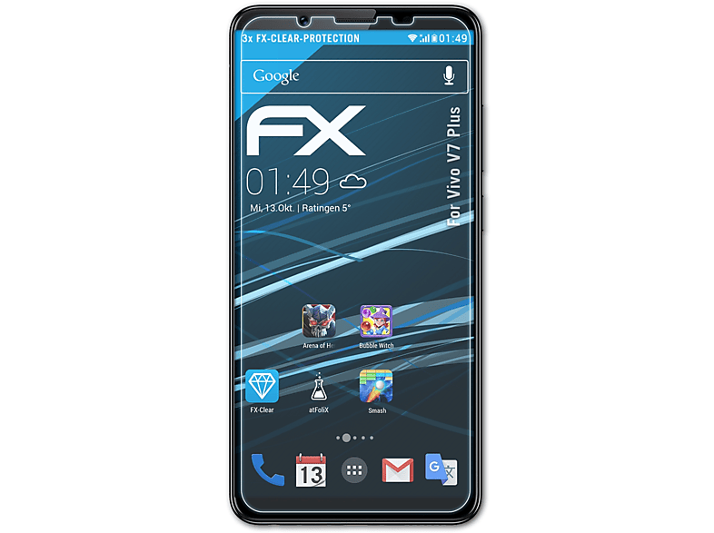 ATFOLIX 3x FX-Clear Displayschutz(für Vivo V7 Plus)