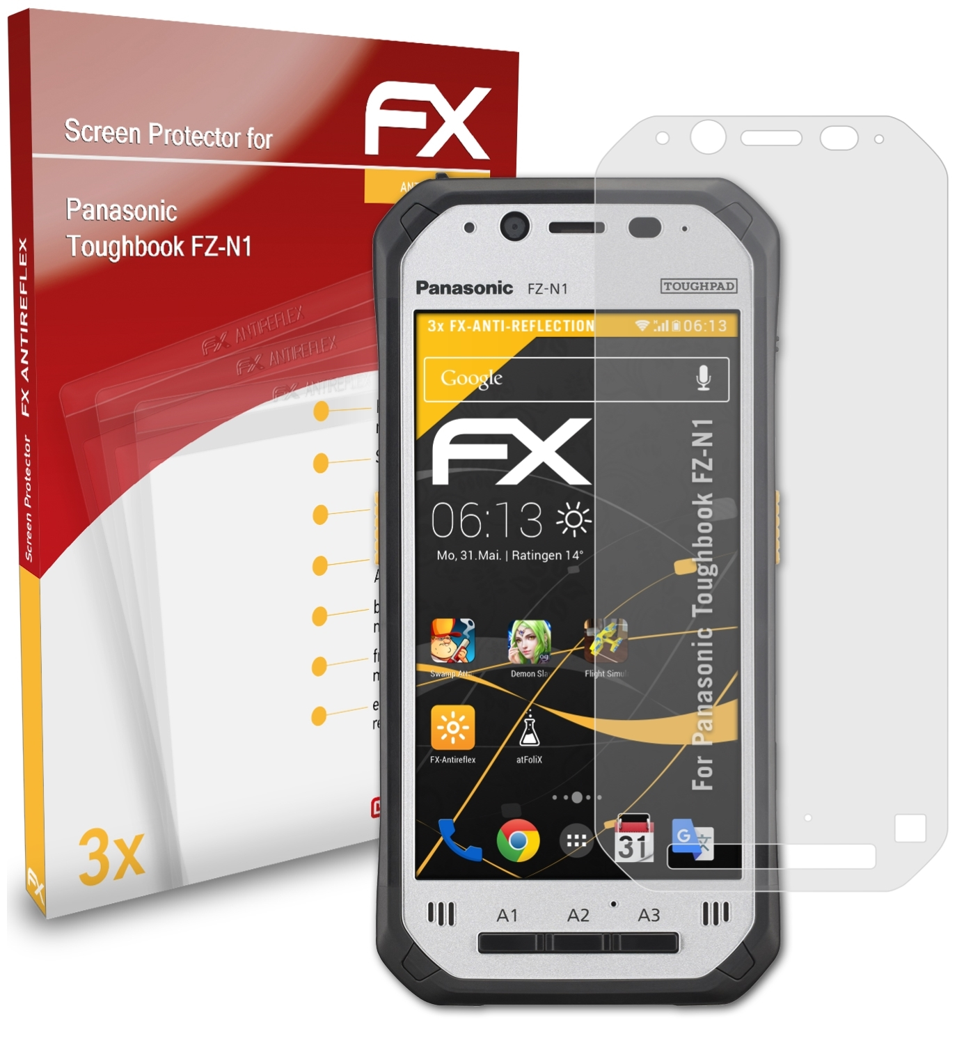 3x FZ-N1) FX-Antireflex ATFOLIX Panasonic Toughbook Displayschutz(für