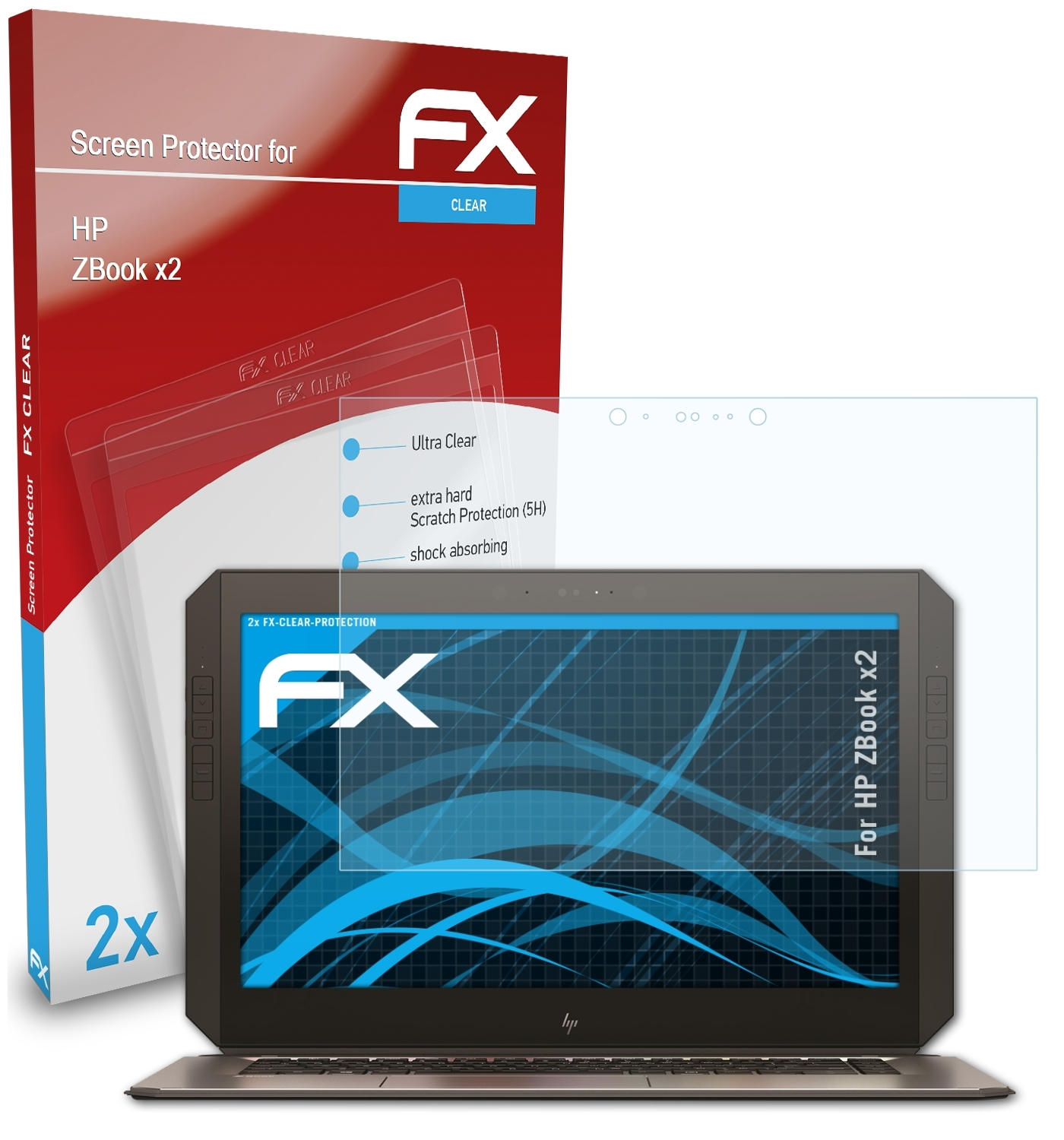 x2) HP Displayschutz(für ATFOLIX FX-Clear ZBook 2x