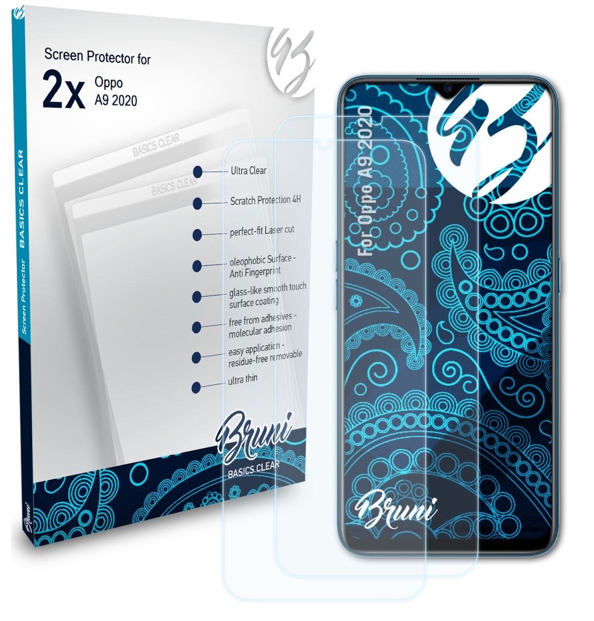 A9 Oppo Basics-Clear 2x 2020) Schutzfolie(für BRUNI