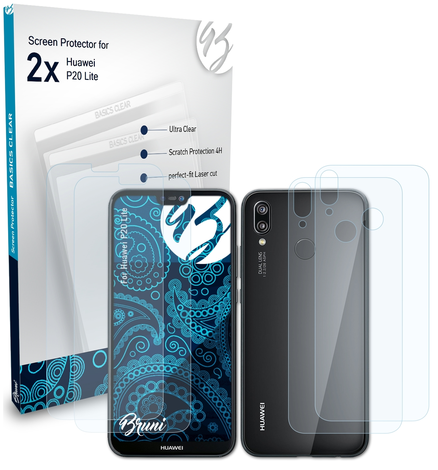Schutzfolie(für Huawei Lite) BRUNI Basics-Clear 2x P20