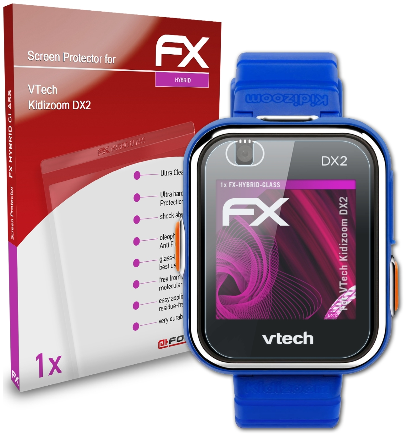 FX-Hybrid-Glass VTech DX2) Schutzglas(für Kidizoom ATFOLIX