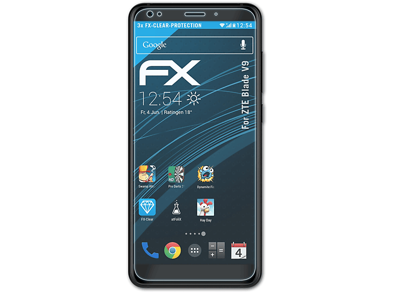 ATFOLIX 3x FX-Clear Displayschutz(für Blade V9) ZTE