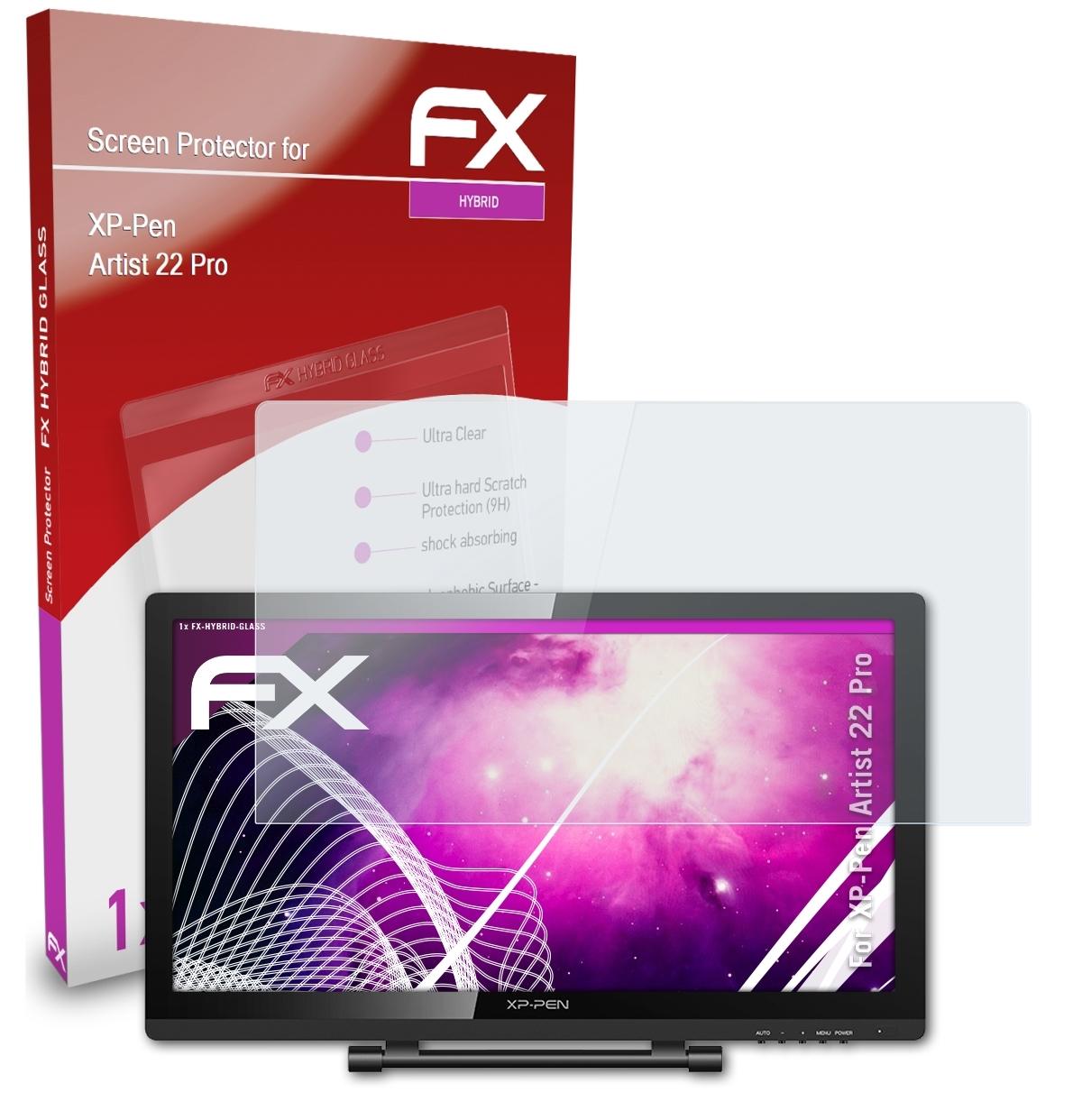 ATFOLIX FX-Hybrid-Glass 22 Artist Schutzglas(für Pro) XP-PEN