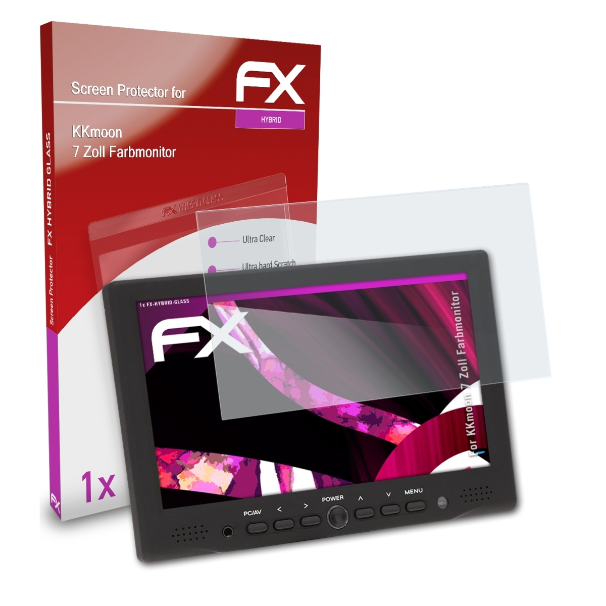 ATFOLIX FX-Hybrid-Glass KKmoon 7 Zoll Schutzglas(für Farbmonitor)