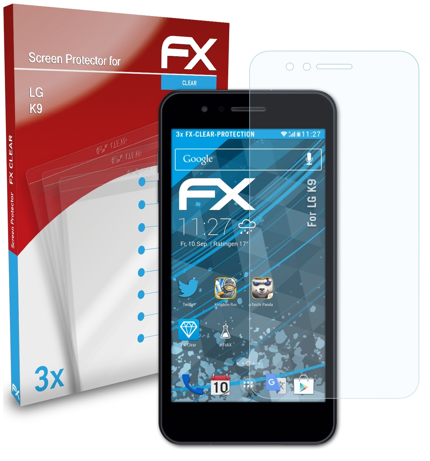 ATFOLIX 3x LG FX-Clear Displayschutz(für K9)