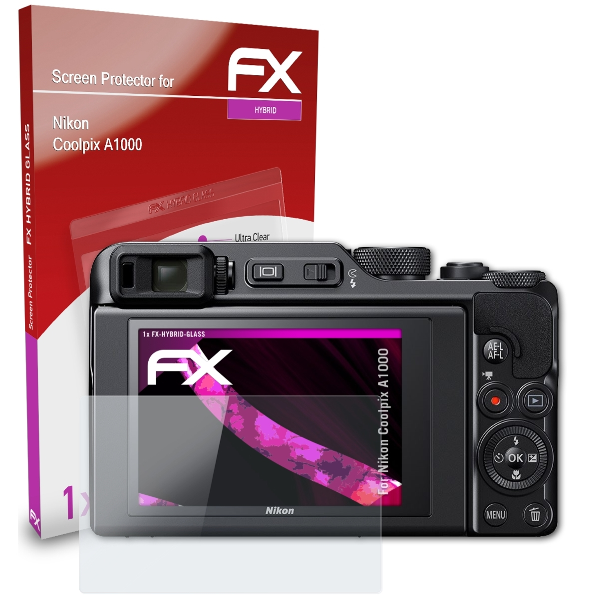 ATFOLIX FX-Hybrid-Glass Coolpix Schutzglas(für A1000) Nikon