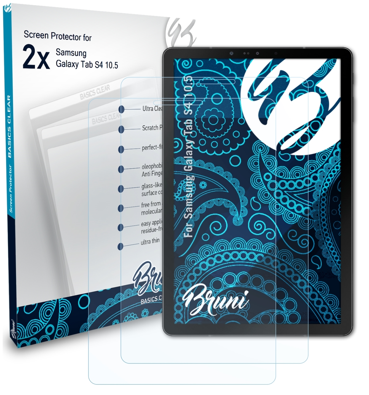 BRUNI 2x Schutzfolie(für Samsung Galaxy Basics-Clear Tab 10.5) S4