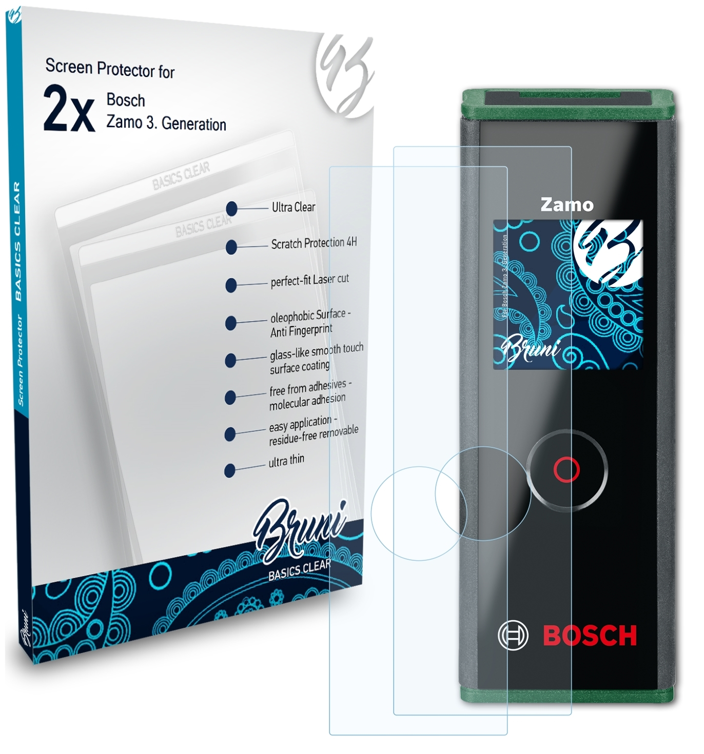 BRUNI 2x Basics-Clear Schutzfolie(für Bosch Generation)) Zamo (3