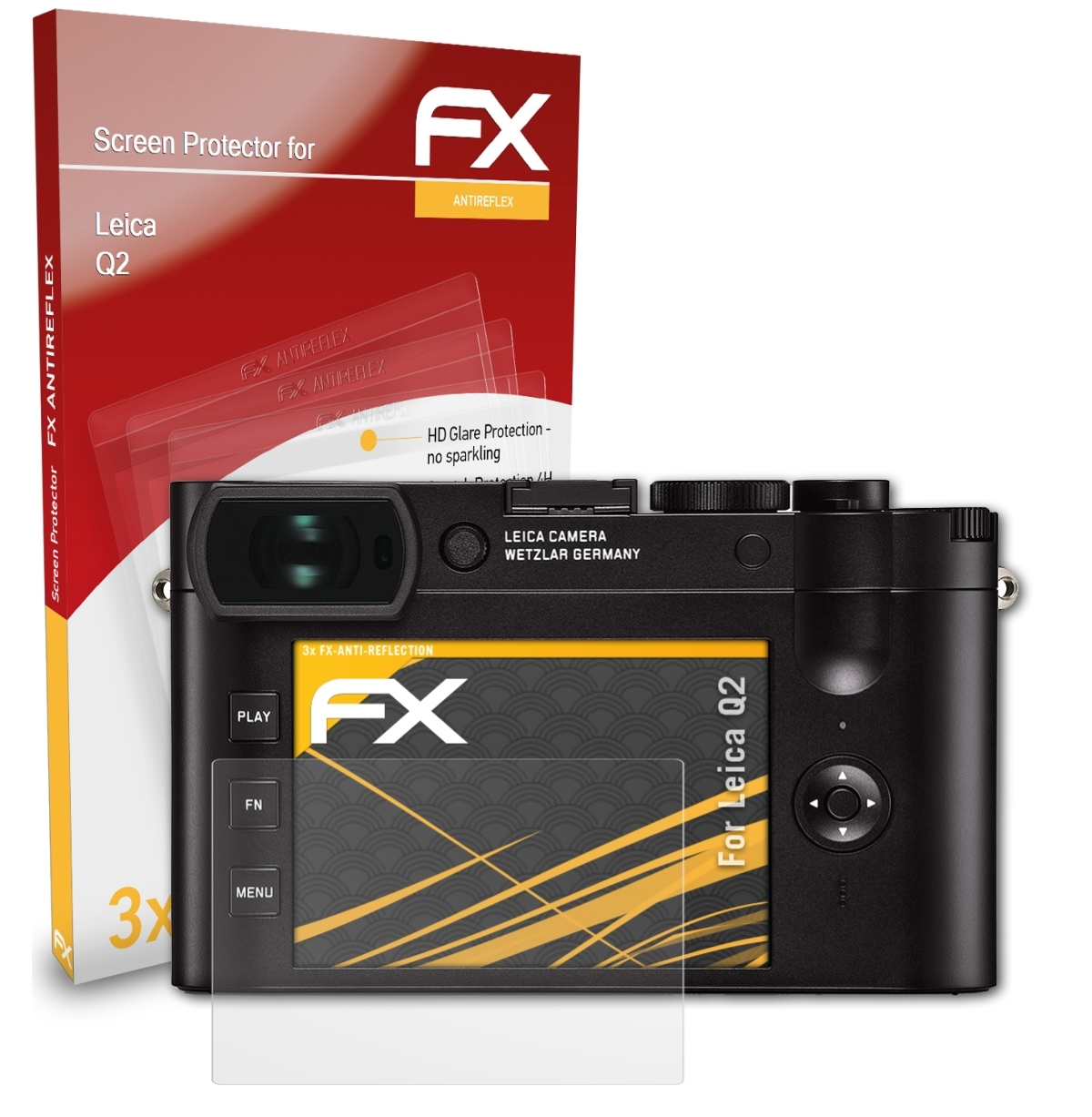 ATFOLIX 3x Q2) Displayschutz(für FX-Antireflex Leica