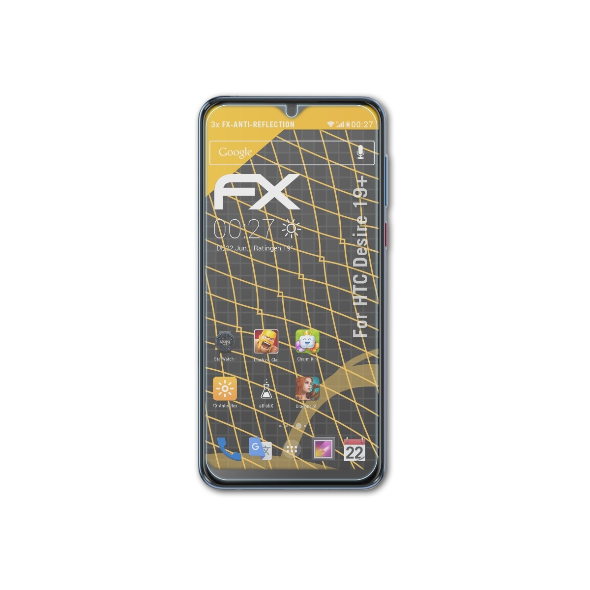 ATFOLIX 3x Displayschutz(für FX-Antireflex HTC Desire 19+)