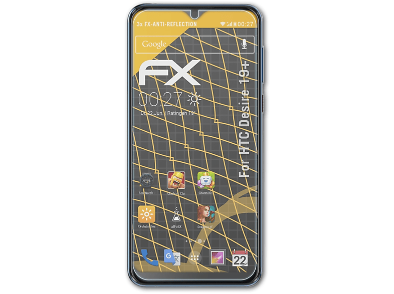 ATFOLIX 3x Desire Displayschutz(für FX-Antireflex HTC 19+)