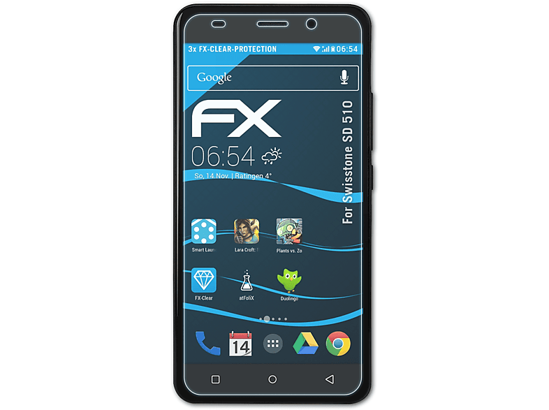 ATFOLIX 3x FX-Clear Displayschutz(für 510) SD Swisstone