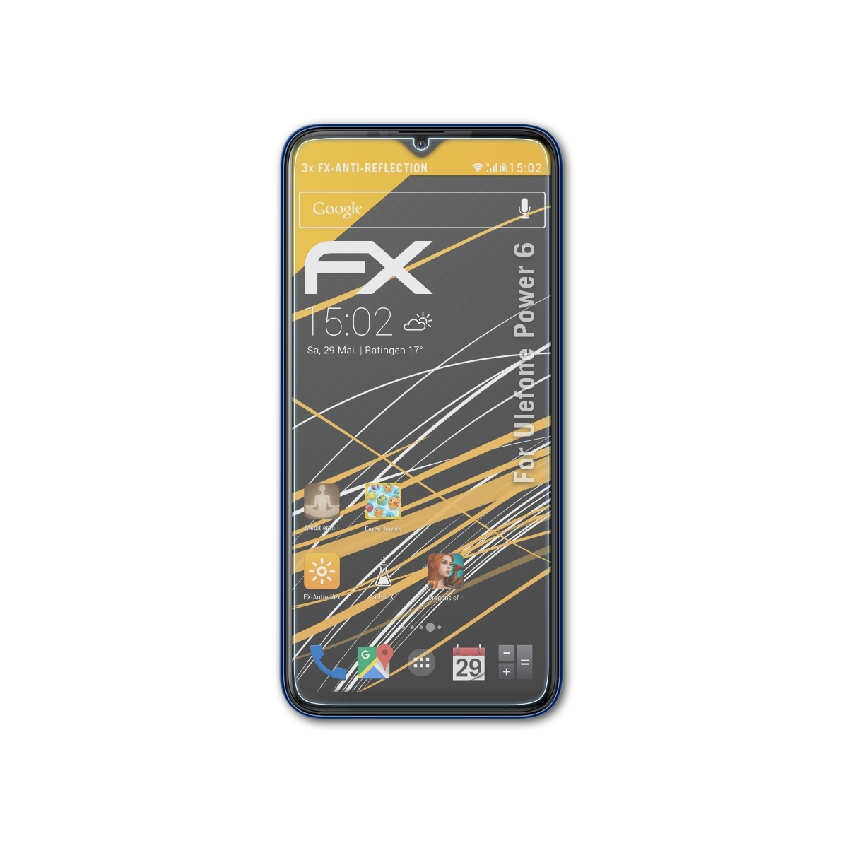 FX-Antireflex 6) Power Ulefone 3x Displayschutz(für ATFOLIX