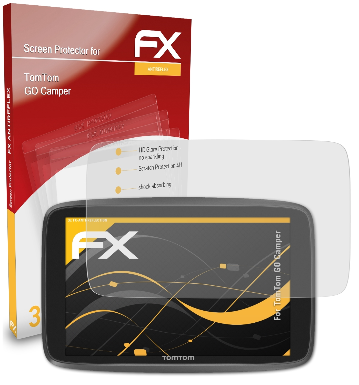 ATFOLIX 3x FX-Antireflex Displayschutz(für Camper) GO TomTom