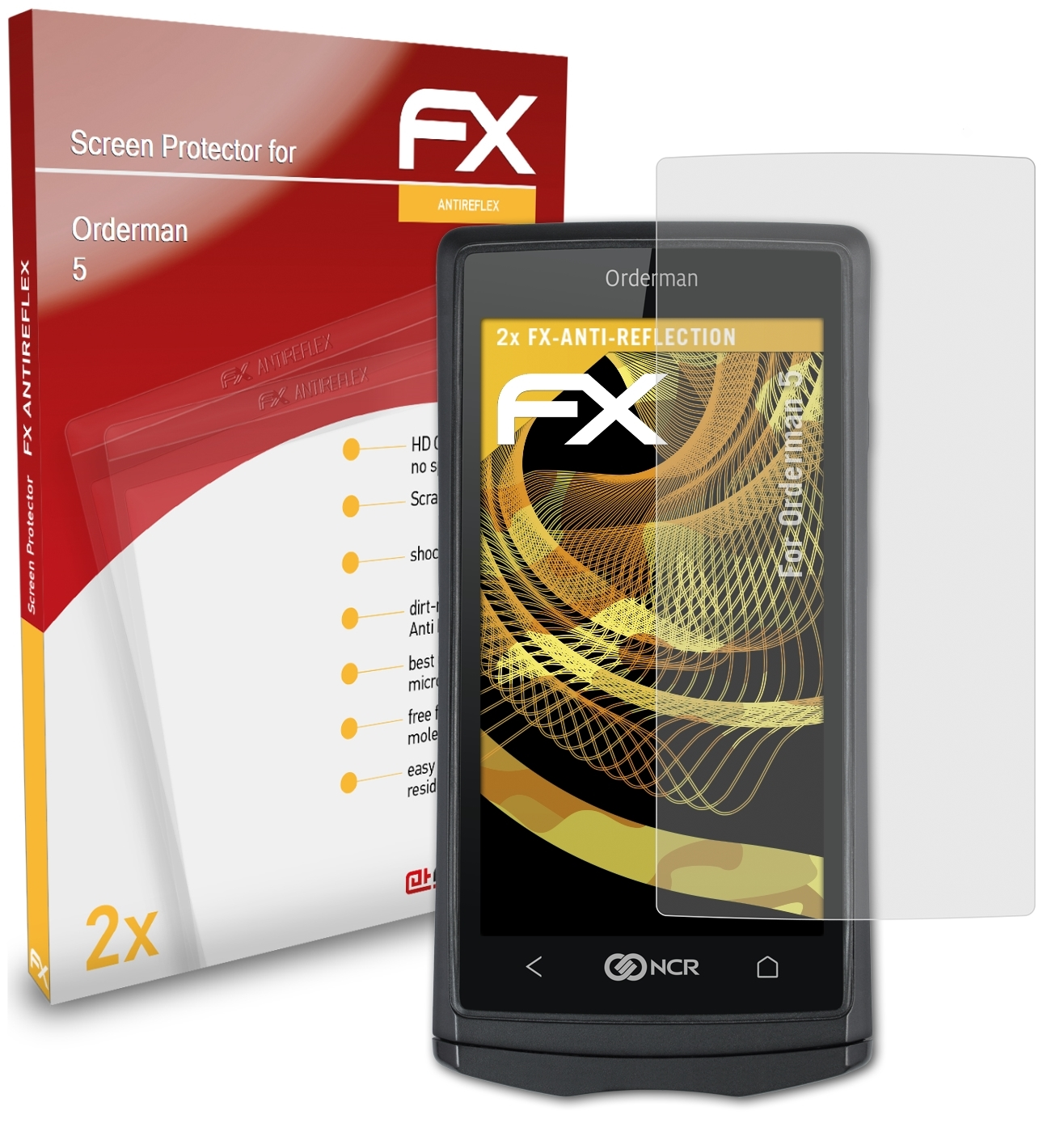ATFOLIX 2x FX-Antireflex 5) Displayschutz(für Orderman