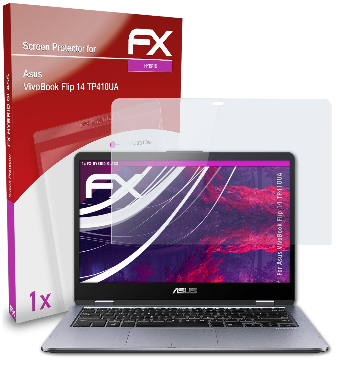 ATFOLIX FX-Hybrid-Glass Schutzglas(für Flip VivoBook (TP410UA)) Asus 14