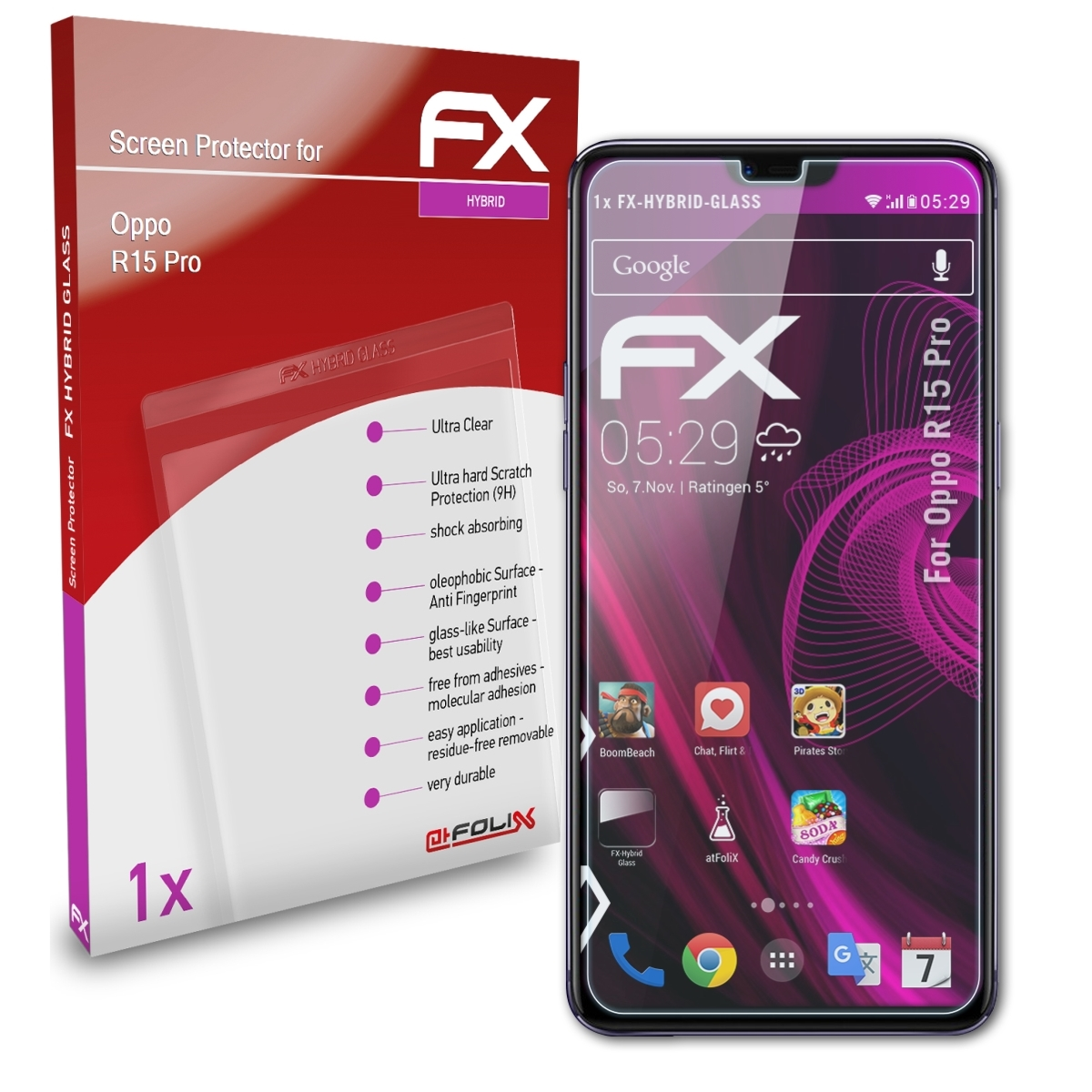 Pro) FX-Hybrid-Glass ATFOLIX R15 Oppo Schutzglas(für