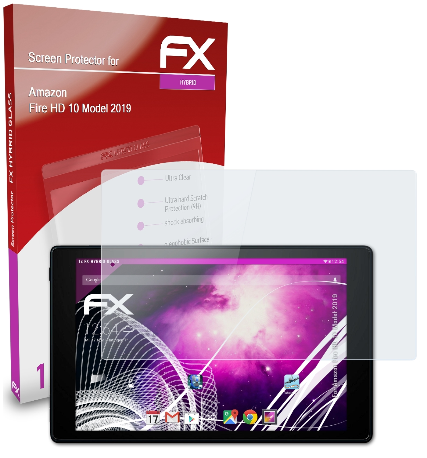 ATFOLIX FX-Hybrid-Glass Schutzglas(für 2019)) Fire 10 (Model HD Amazon