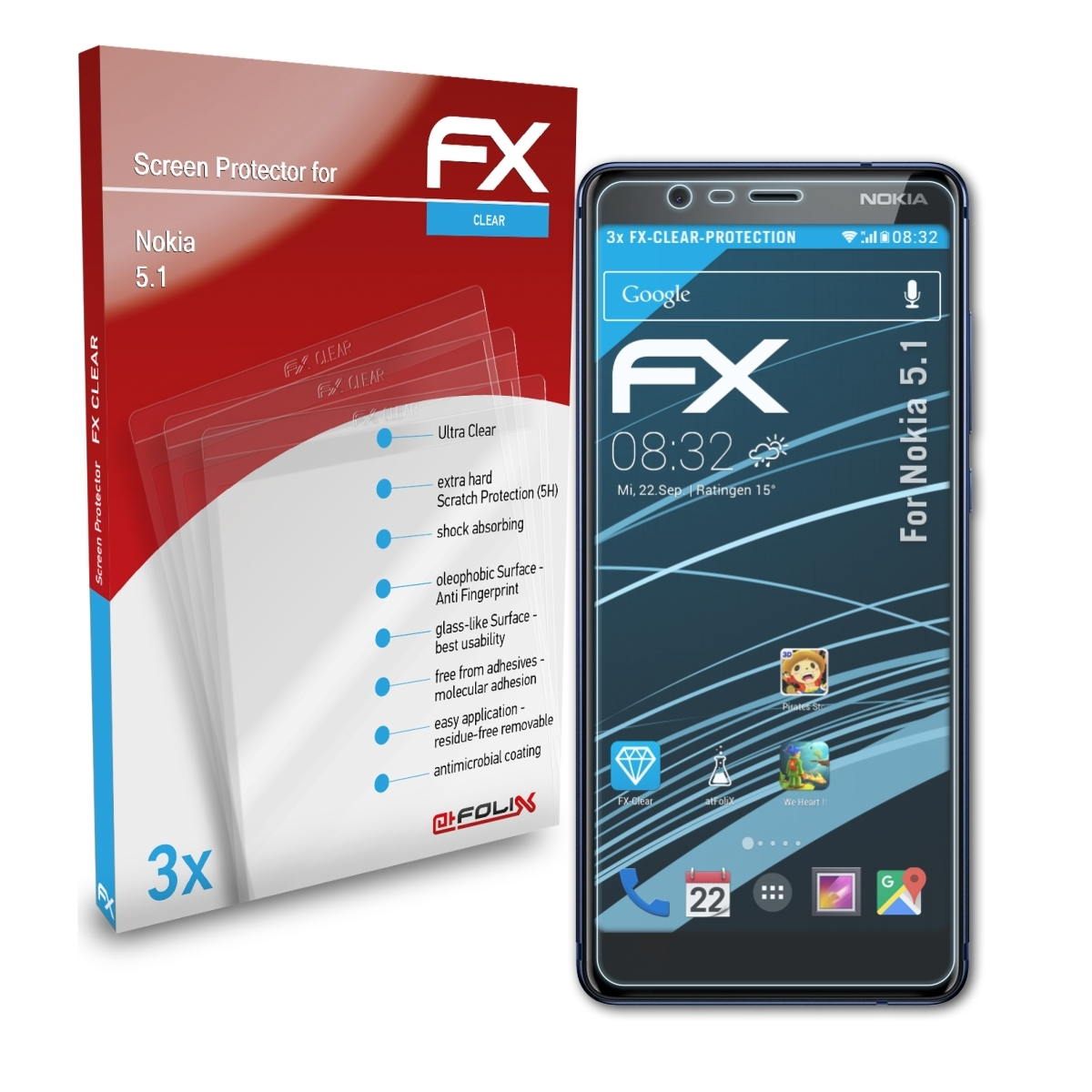 Displayschutz(für ATFOLIX Nokia FX-Clear 3x 5.1)