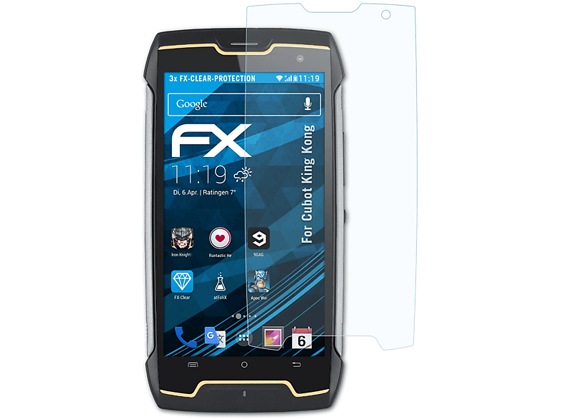 ATFOLIX 3x FX-Clear Displayschutz(für Cubot King Kong) | Displayschutzfolien & Gläser